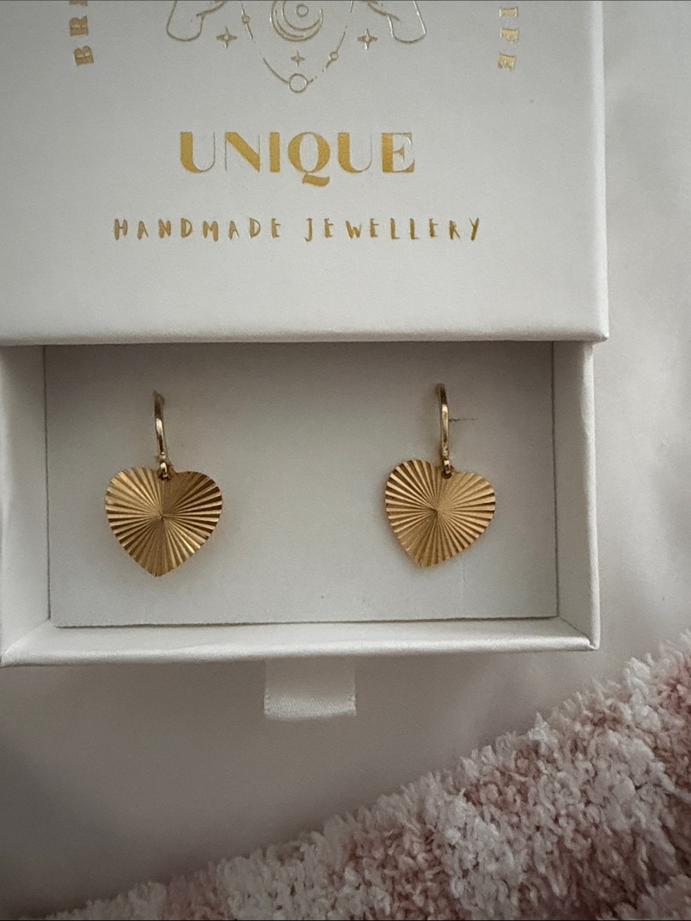 Nique Gold plated Heart Drop Earrings - Handmade Jewelry